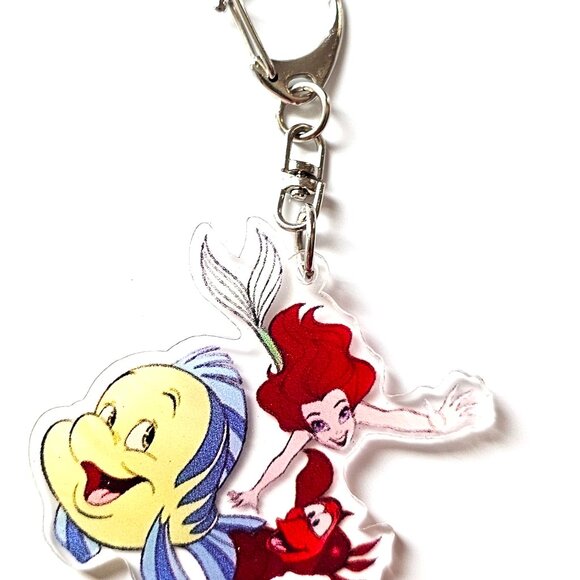 Disney, The Little Mermaid Keychain, Ariel, Flounder, Sebastian Acrylic Charm - Picture 1 of 2